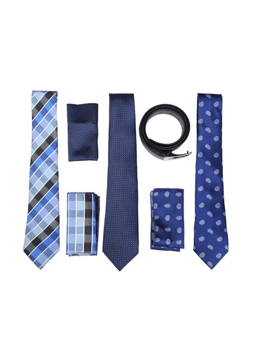 multi colored micro fiber tie with belt and pocket square - 15326432 - Very Small Image - 1