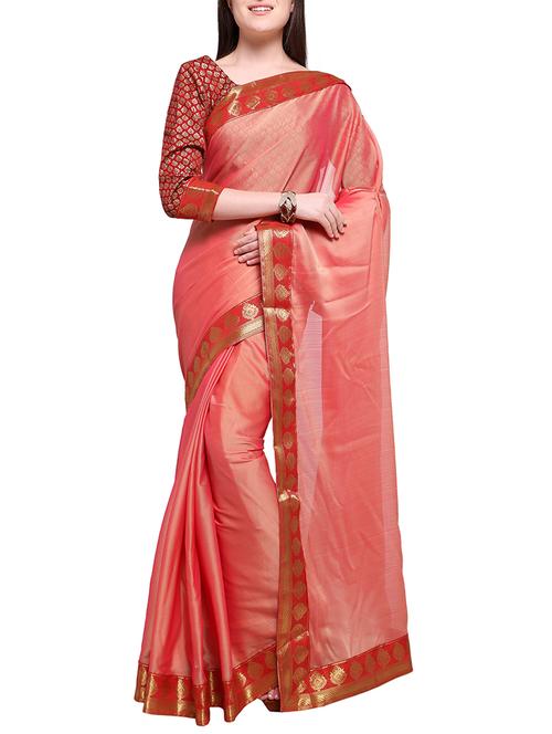 jacquard border georgette saree with blouse - 15326546 - Very Small Image - 1