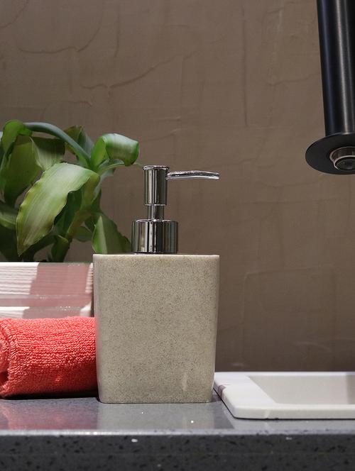 liquid soap dispenser, stand stone polyresin soap dispenser for kitchen, bathroom or common basin - 15327153 - Very Small Image - 1