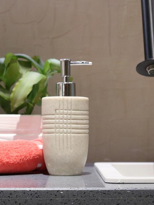 liquid soap dispenser, beige polyresin soap dispenser for kitchen, bathroom or common basin - 15327155 - Very Small Image - 1