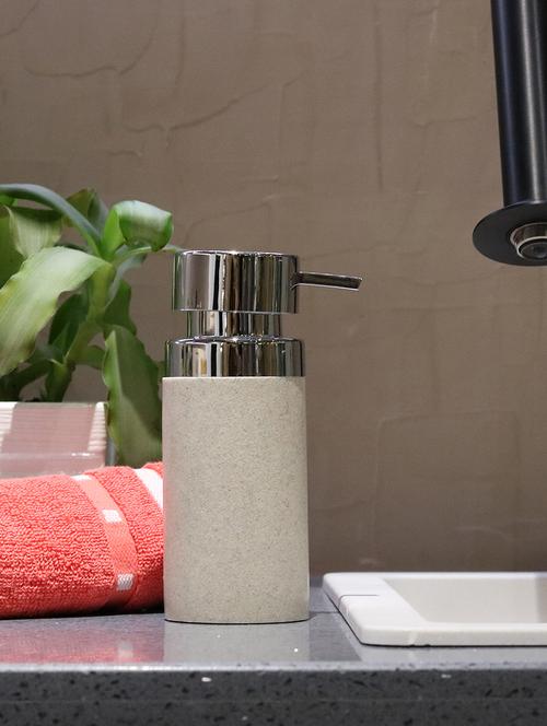liquid soap dispenser, beige polyresin soap dispenser for kitchen, bathroom or common basin - 15327184 - Very Small Image - 1