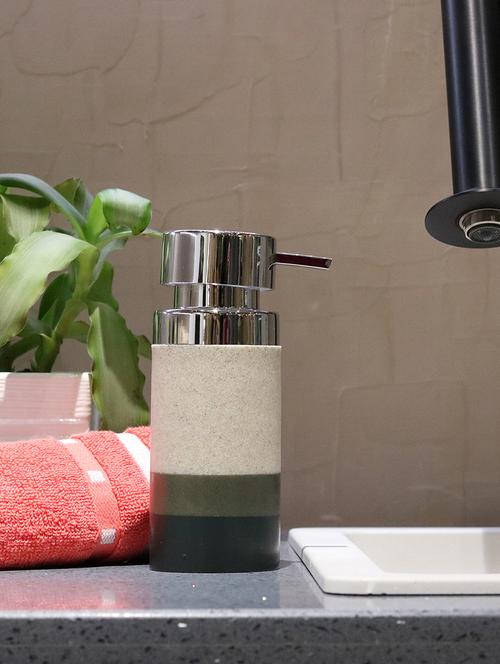 liquid soap dispenser, green polyresin soap dispenser for kitchen, bathroom or common basin - 15327192 - Very Small Image - 1