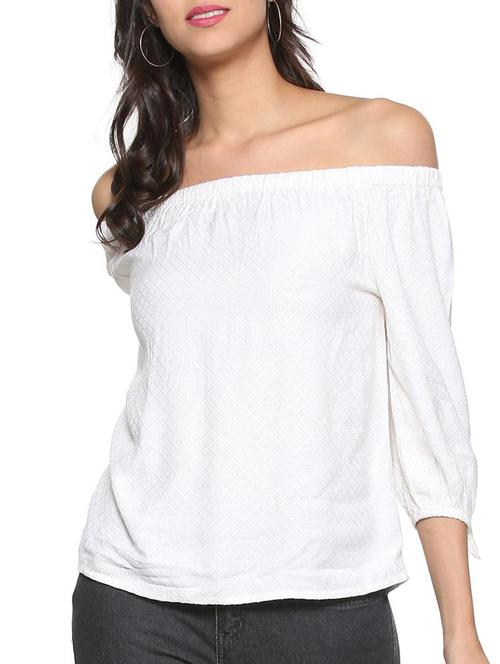 off shoulder solid top - 15327617 - Very Small Image - 1