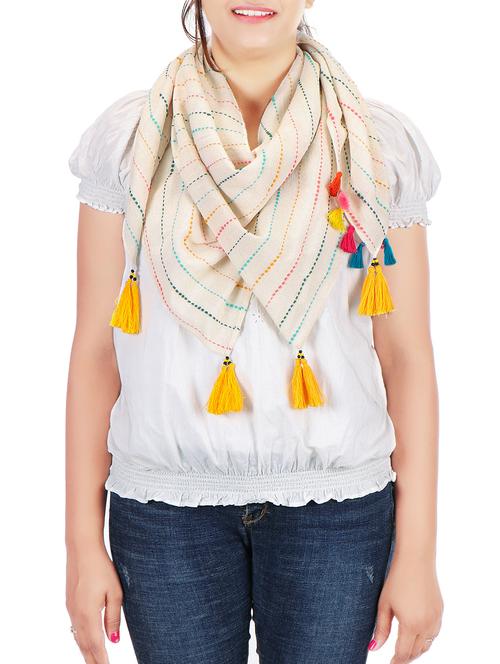 tassel detail striped scraf - 15328326 - Very Small Image - 1
