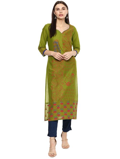 straight block print kurta - 15328383 - Very Small Image - 1
