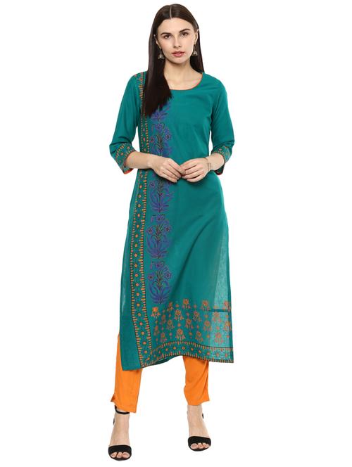 straight block print kurta - 15328389 - Very Small Image - 1