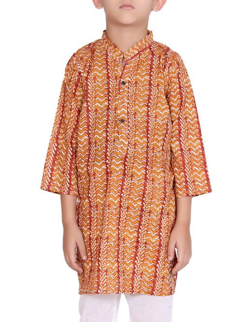 orange cotton kurta set - 15328404 - Very Small Image - 1