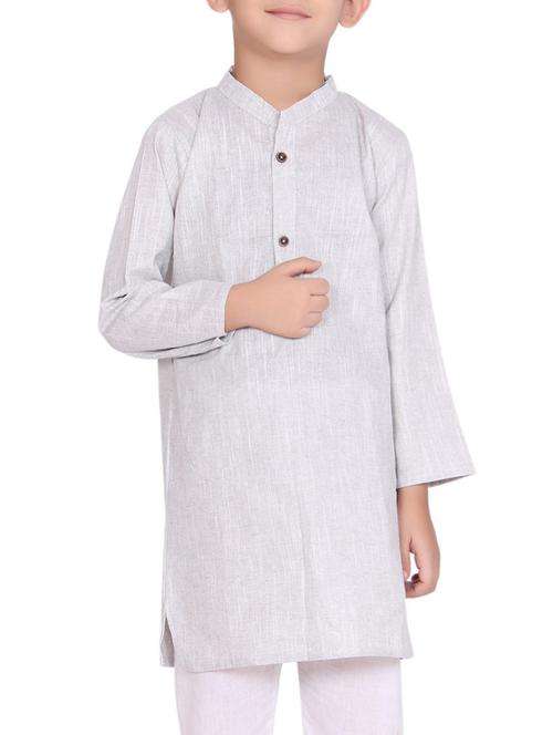 grey cotton kurta set - 15328408 - Very Small Image - 1