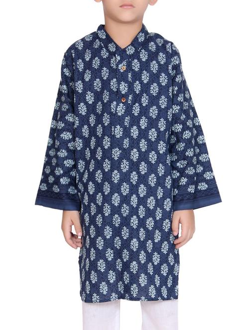 blue cotton kurta set - 15328412 - Very Small Image - 1