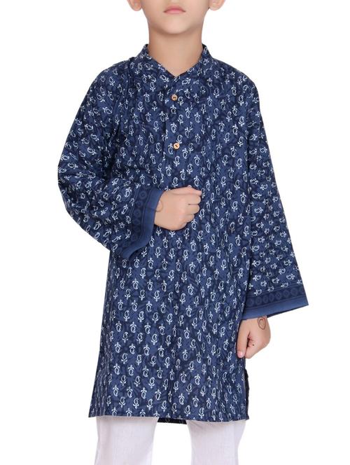 blue cotton kurta set - 15328414 - Very Small Image - 1