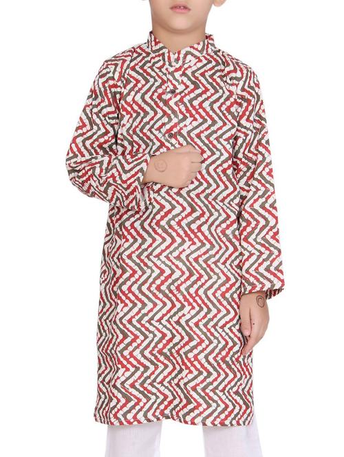 red cotton kurta set - 15328417 - Very Small Image - 1