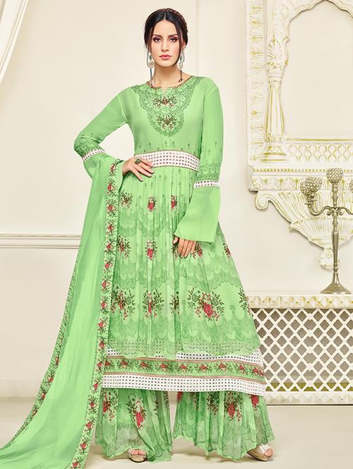 embellished semi-stitched sharara suit - 15330279 - Very Small Image - 1