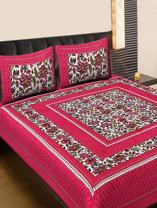 cotton traditional double bedsheet with 2 pillow covers - 15330319 - Very Small Image - 1