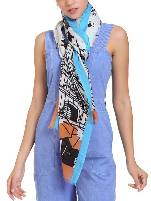 blue woolen stole - 15331385 - Very Small Image - 1