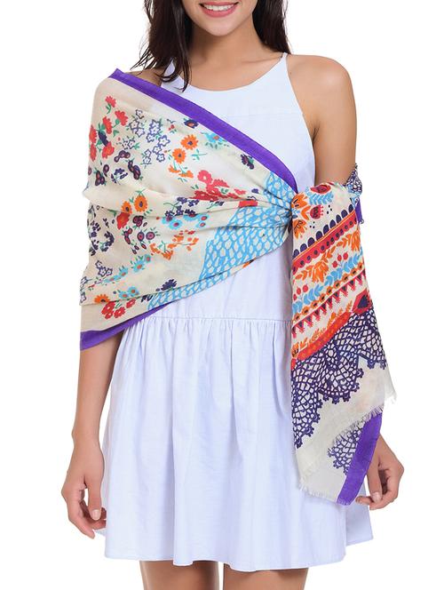 floral woolen stole - 15331388 - Very Small Image - 1