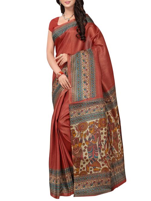 contrast bordered saree with blouse - 15331773 - Very Small Image - 1