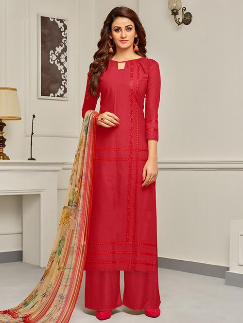 embroidered unstitched palazzo suit - 15331782 - Very Small Image - 1