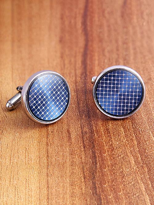 blue metal cufflink - 15332030 - Very Small Image - 1