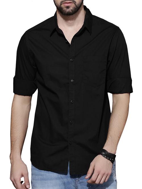 black solid casual shirt - 15332082 - Very Small Image - 1