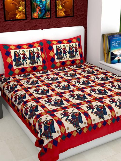 jaipuri cotton double bedsheet with 2 pillow covers - 15332200 - Very Small Image - 1