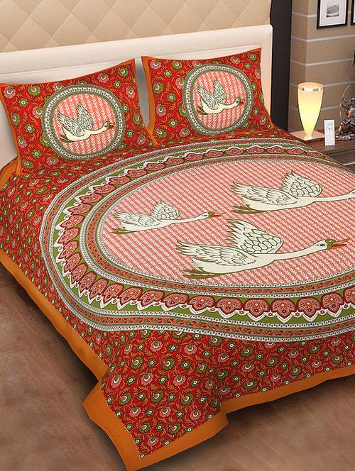 jaipuri cotton double bedsheet with 2 pillow covers - 15332210 - Very Small Image - 1