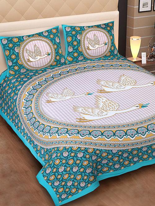 jaipuri cotton double bedsheet with 2 pillow covers - 15332211 - Very Small Image - 1