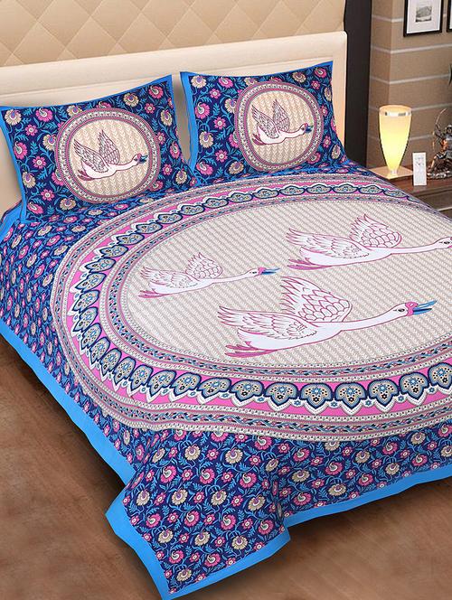 jaipuri cotton double bedsheet with 2 pillow covers - 15332212 - Very Small Image - 1