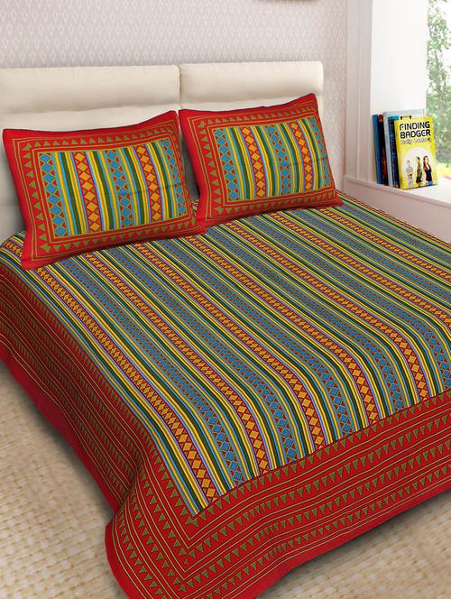 jaipuri cotton double bedsheet with 2 pillow covers - 15332215 - Very Small Image - 1