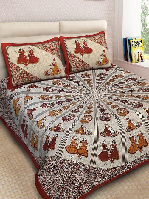 jaipuri cotton double bedsheet with 2 pillow covers - 15332220 - Very Small Image - 1
