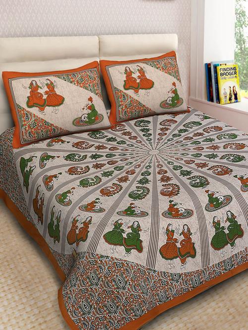 jaipuri cotton double bedsheet with 2 pillow covers - 15332221 - Very Small Image - 1