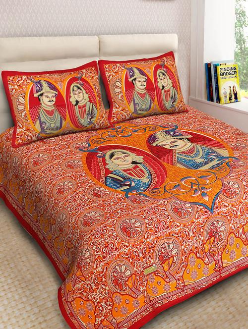 jaipuri cotton double bedsheet with 2 pillow covers - 15332223 - Very Small Image - 1