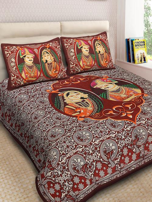 jaipuri cotton double bedsheet with 2 pillow covers - 15332224 - Very Small Image - 1