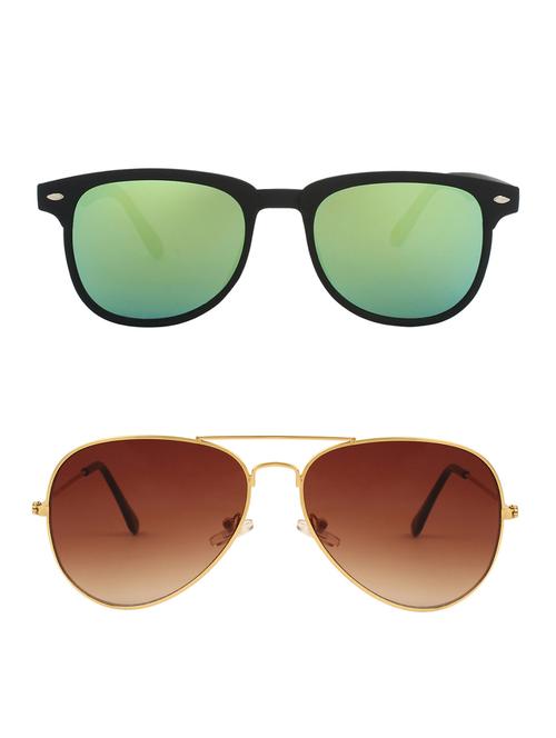 zyaden combo of 2 rectangle and aviator sunglasses- combo 2505 - 15332524 - Very Small Image - 1