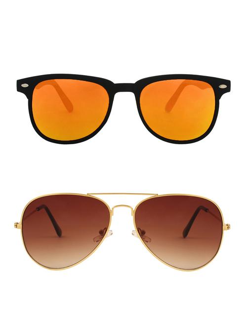 zyaden combo of 2 rectangle and aviator sunglasses- combo 2506 - 15332525 - Very Small Image - 1