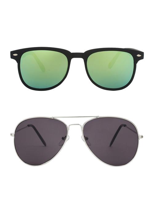 zyaden combo of 2 rectangle and aviator sunglasses- combo 2509 - 15332528 - Very Small Image - 1