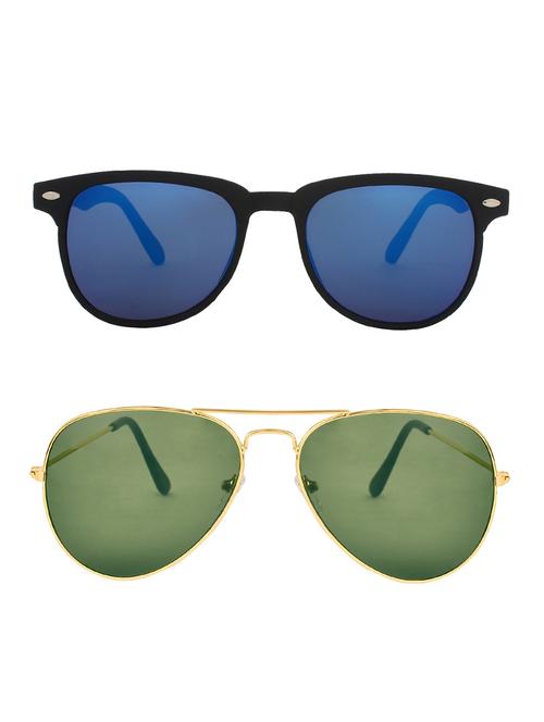 zyaden combo of 2 rectangle and aviator sunglasses- combo 2516 - 15332535 - Very Small Image - 1