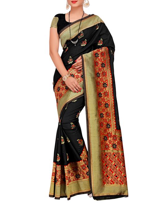 zari woven banarasi saree with blouse - 15333131 - Very Small Image - 1