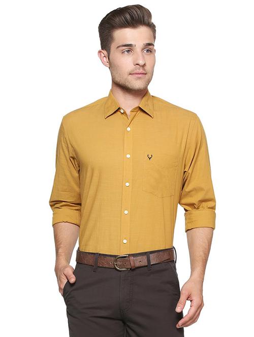 yellow self design casual shirt - 15333471 - Very Small Image - 1