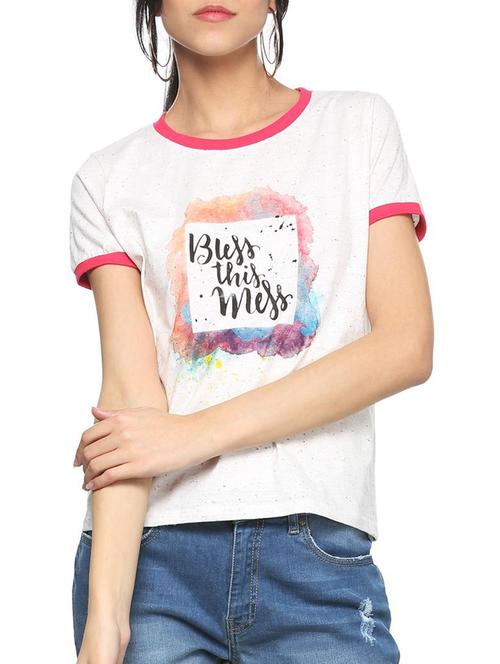 contrast piping slogan tee - 15333602 - Very Small Image - 1