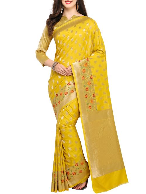 zari floral banarasi saree - 15333655 - Very Small Image - 1