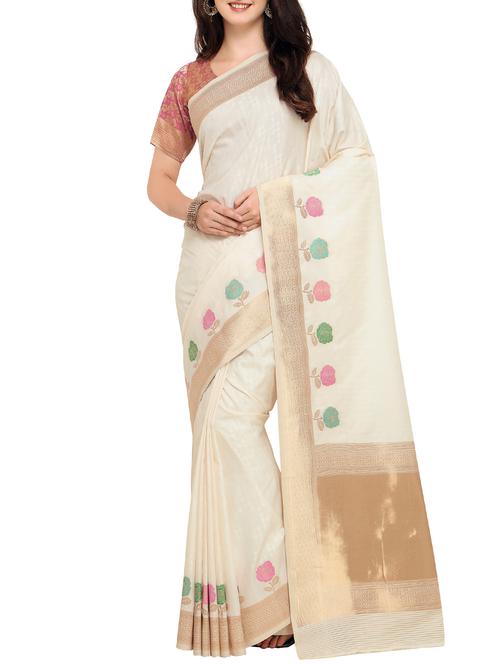 delicate golden border saree - 15333717 - Very Small Image - 1
