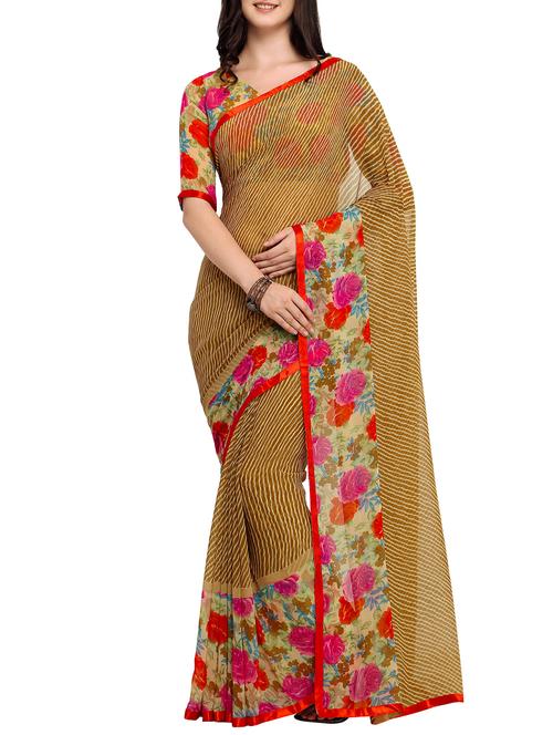 leheriya saree with ditsy floral bordered - 15333747 - Very Small Image - 1
