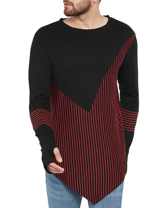 black cotton blend thumb hole t-shirt - 15333812 - Very Small Image - 1