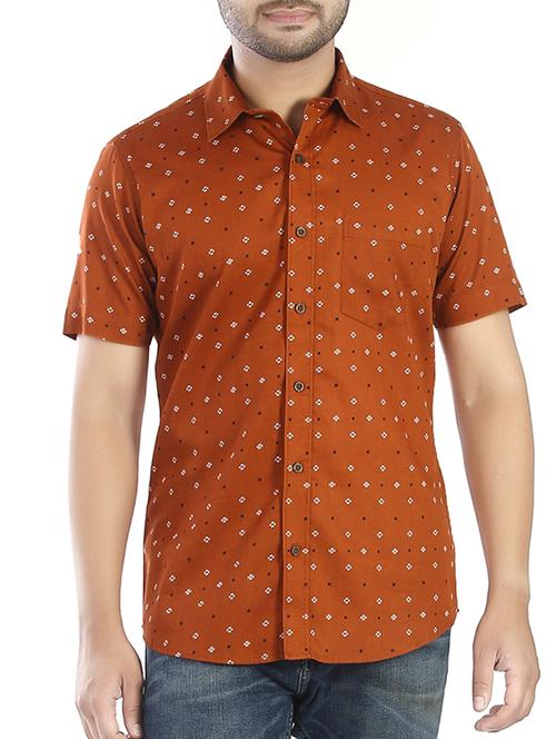 orange cotton casual shirt - 15334455 - Very Small Image - 1