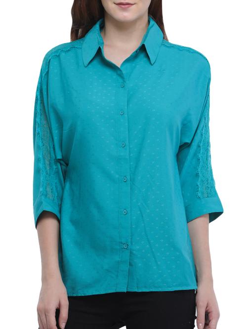 eyelash lace panel shirt - 15335572 - Very Small Image - 1