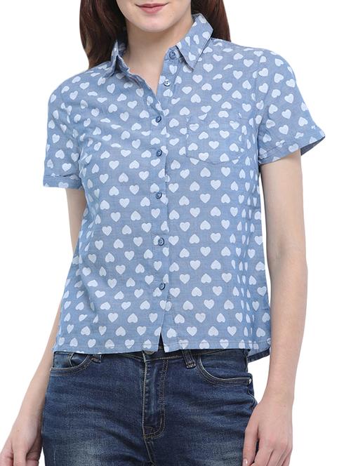 heart print crop shirt - 15335573 - Very Small Image - 1
