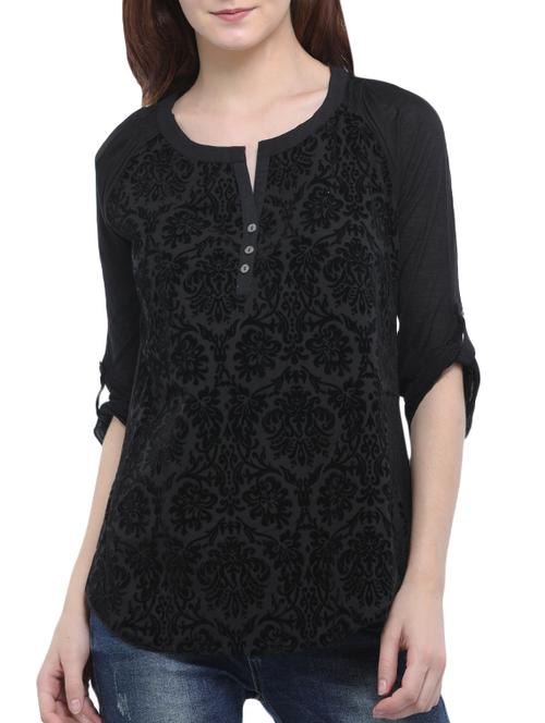 embroidered roll-up sleeve top - 15335582 - Very Small Image - 1