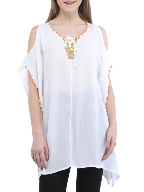 zari and beads cold shoulder tunic - 15335584 - Very Small Image - 1
