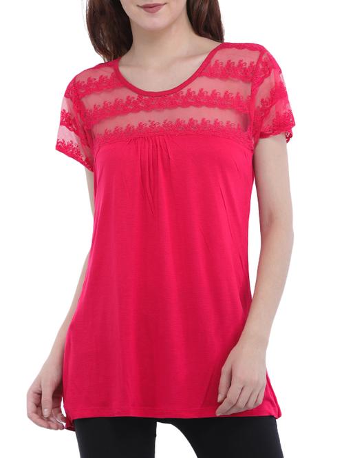 lace yoke solid top - 15335588 - Very Small Image - 1