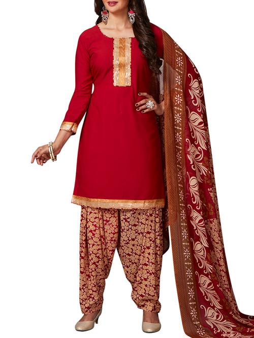 ox red unstitched salwar suit - 15335679 - Very Small Image - 1